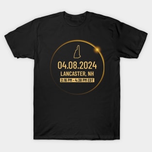 New Hampshire State Lancaster NH USA Totality April 8, 2024 Total Solar Eclipse T-Shirt